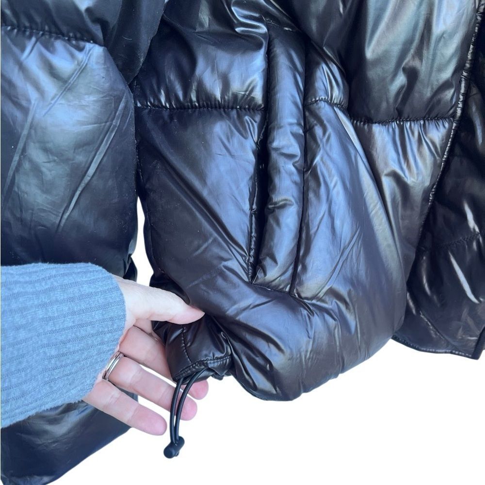 GAP Black Big Puff Cropped Puffer Jacket Women’s XL Hooded Coat - Picture 8 of 15